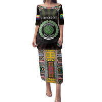 Personalized Comoros Roots Family Matching Puletasi and Hawaiian Shirt African Map in Fingerprint and Tribal Colors