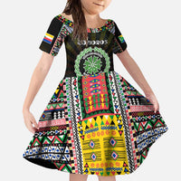 Personalized Comoros Roots Family Matching Short Sleeve Bodycon Dress and Hawaiian Shirt African Map in Fingerprint and Tribal Colors