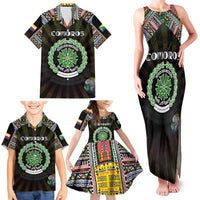Personalized Comoros Roots Family Matching Tank Maxi Dress and Hawaiian Shirt African Map in Fingerprint and Tribal Colors