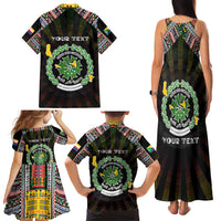 Personalized Comoros Roots Family Matching Tank Maxi Dress and Hawaiian Shirt African Map in Fingerprint and Tribal Colors