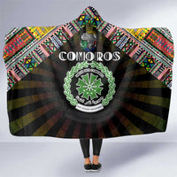 Comoros Roots Hooded Blanket African Map in Fingerprint and Tribal Colors