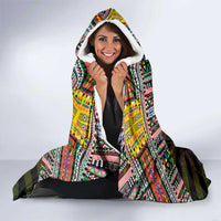 Comoros Roots Hooded Blanket African Map in Fingerprint and Tribal Colors
