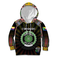 Personalized Comoros Roots Kid Hoodie African Map in Fingerprint and Tribal Colors