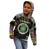 Personalized Comoros Roots Kid Hoodie African Map in Fingerprint and Tribal Colors