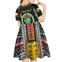 Personalized Comoros Roots Kid Short Sleeve Dress African Map in Fingerprint and Tribal Colors