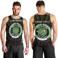 Personalized Comoros Roots Men Tank Top African Map in Fingerprint and Tribal Colors