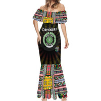 Personalized Comoros Roots Mermaid Dress African Map in Fingerprint and Tribal Colors