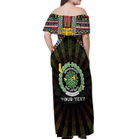 Personalized Comoros Roots Off Shoulder Maxi Dress African Map in Fingerprint and Tribal Colors
