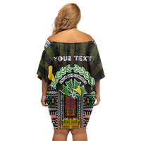 Personalized Comoros Roots Off Shoulder Short Dress African Map in Fingerprint and Tribal Colors
