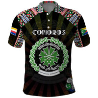 Personalized Comoros Roots Polo Shirt African Map in Fingerprint and Tribal Colors