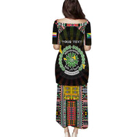 Personalized Comoros Roots Puletasi African Map in Fingerprint and Tribal Colors