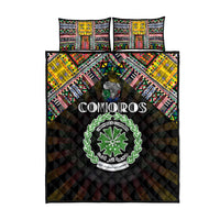 Comoros Roots Quilt Bed Set African Map in Fingerprint and Tribal Colors