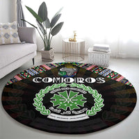 Comoros Roots Round Carpet African Map in Fingerprint and Tribal Colors
