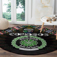 Comoros Roots Round Carpet African Map in Fingerprint and Tribal Colors