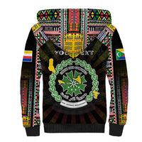 Personalized Comoros Roots Sherpa Hoodie African Map in Fingerprint and Tribal Colors