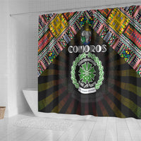 Comoros Roots Shower Curtain African Map in Fingerprint and Tribal Colors