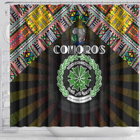 Comoros Roots Shower Curtain African Map in Fingerprint and Tribal Colors