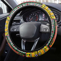 Comoros Roots Steering Wheel Cover African Map in Fingerprint and Tribal Colors