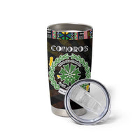 Comoros Roots Tumbler Cup African Map in Fingerprint and Tribal Colors