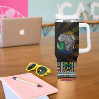 Comoros Roots Tumbler With Handle African Map in Fingerprint and Tribal Colors