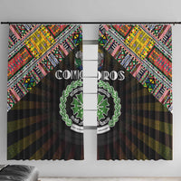 Comoros Roots Window Curtain African Map in Fingerprint and Tribal Colors
