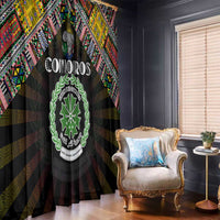 Comoros Roots Window Curtain African Map in Fingerprint and Tribal Colors