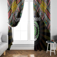 Comoros Roots Window Curtain African Map in Fingerprint and Tribal Colors