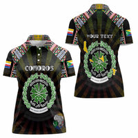 Personalized Comoros Roots Women Polo Shirt African Map in Fingerprint and Tribal Colors