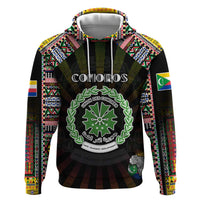 Personalized Comoros Roots Zip Hoodie African Map in Fingerprint and Tribal Colors