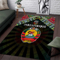 Mozambique Roots Area Rug African Map in Fingerprint and Tribal Colors