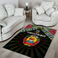 Mozambique Roots Area Rug African Map in Fingerprint and Tribal Colors