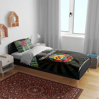 Mozambique Roots Bedding Set African Map in Fingerprint and Tribal Colors