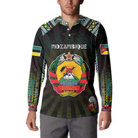 Personalized Mozambique Roots Button Sweatshirt African Map in Fingerprint and Tribal Colors
