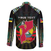 Personalized Mozambique Roots Family Matching Off Shoulder Short Dress and Hawaiian Shirt African Map in Fingerprint and Tribal Colors