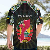 Personalized Mozambique Roots Hawaiian Shirt African Map in Fingerprint and Tribal Colors