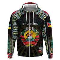 Personalized Mozambique Roots Hoodie African Map in Fingerprint and Tribal Colors