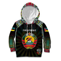 Personalized Mozambique Roots Kid Hoodie African Map in Fingerprint and Tribal Colors