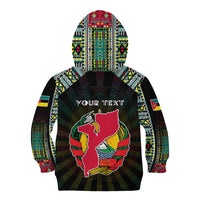 Personalized Mozambique Roots Kid Hoodie African Map in Fingerprint and Tribal Colors