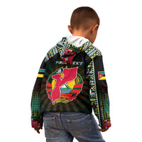 Personalized Mozambique Roots Kid Hoodie African Map in Fingerprint and Tribal Colors