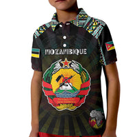 Personalized Mozambique Roots Kid Polo Shirt African Map in Fingerprint and Tribal Colors