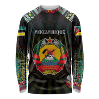 Personalized Mozambique Roots Long Sleeve Shirt African Map in Fingerprint and Tribal Colors
