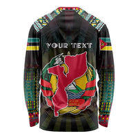 Personalized Mozambique Roots Long Sleeve Shirt African Map in Fingerprint and Tribal Colors