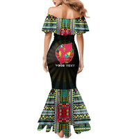Personalized Mozambique Roots Mermaid Dress African Map in Fingerprint and Tribal Colors