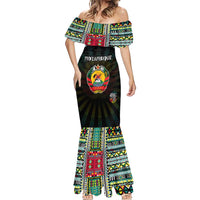 Personalized Mozambique Roots Mermaid Dress African Map in Fingerprint and Tribal Colors
