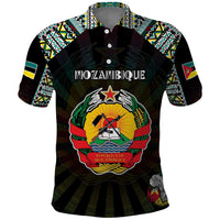 Personalized Mozambique Roots Polo Shirt African Map in Fingerprint and Tribal Colors