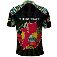 Personalized Mozambique Roots Polo Shirt African Map in Fingerprint and Tribal Colors