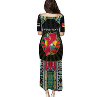 Personalized Mozambique Roots Puletasi African Map in Fingerprint and Tribal Colors