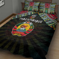 Mozambique Roots Quilt Bed Set African Map in Fingerprint and Tribal Colors