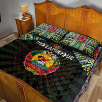 Mozambique Roots Quilt Bed Set African Map in Fingerprint and Tribal Colors
