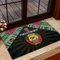 Mozambique Roots Rubber Doormat African Map in Fingerprint and Tribal Colors